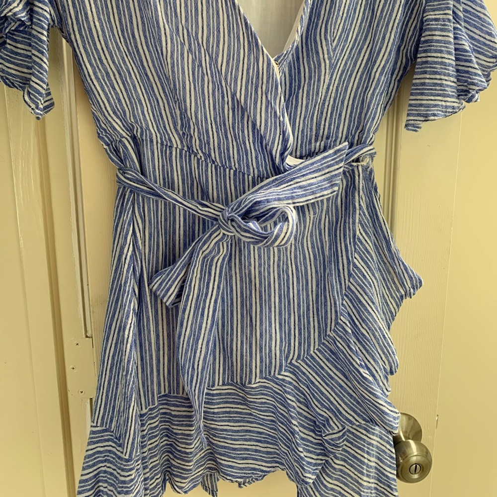 Listicle Small Blue and White Wrap Dress